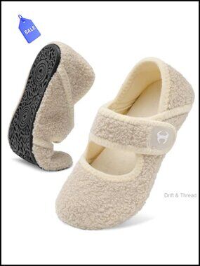 Comfy Faux Fur Slippers with Adjustable Wide Fit Non Slip House Shoes